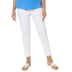 ISAAC MIZRAHI LIVE NWOT 24/7 Stretch Icon Ankle Pants Size 32WT White Pockets